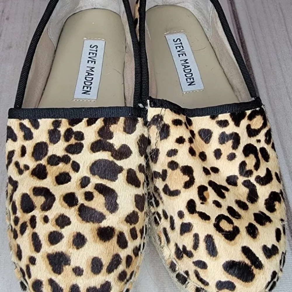 Steve Madden Alexia Leopard Cow Hair Platform Wedge Espadrille Women’s Size 5.5 - Picture 6 of 14